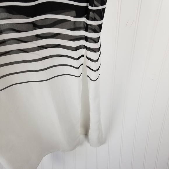 Vince Camuto Black and White Chiffon Sheer Overlay Tank Maxi Dress Petite Large - Picture 5 of 12